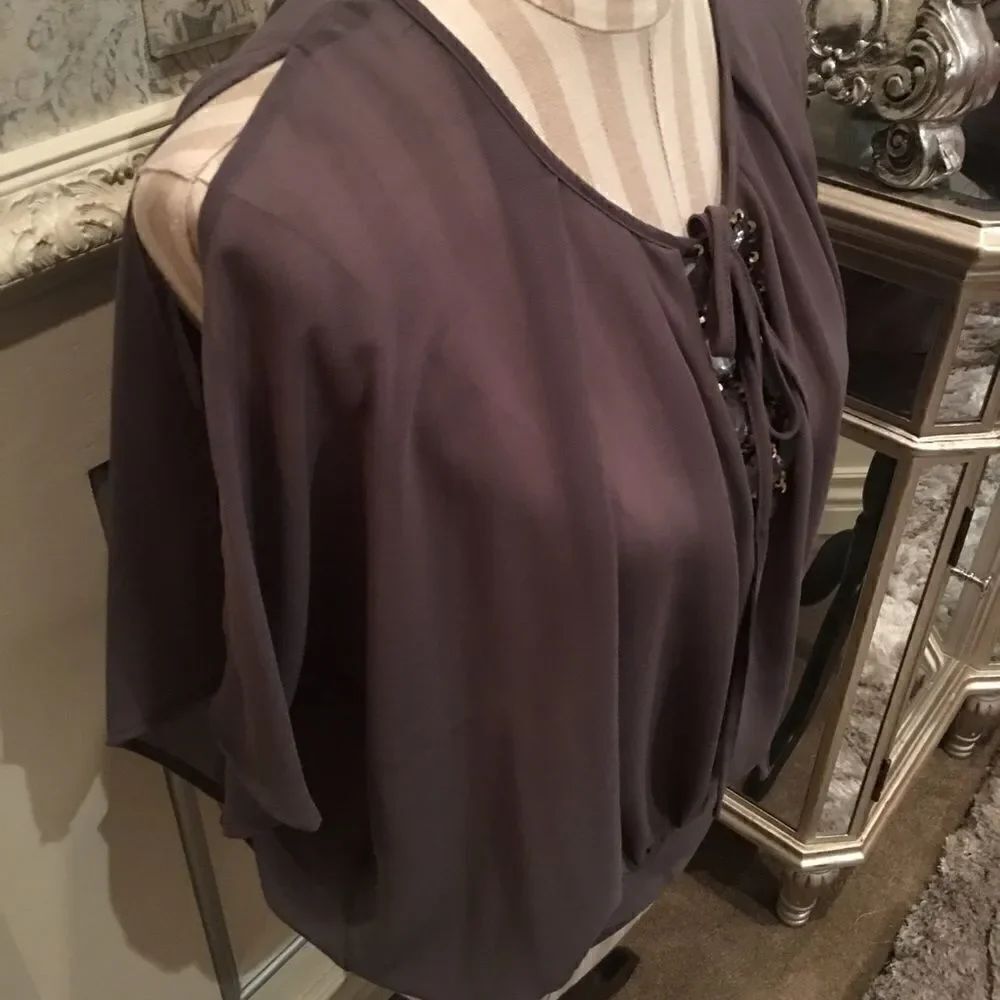 Cache Grey Open Shoulder Blouse - Picture 2 of 4